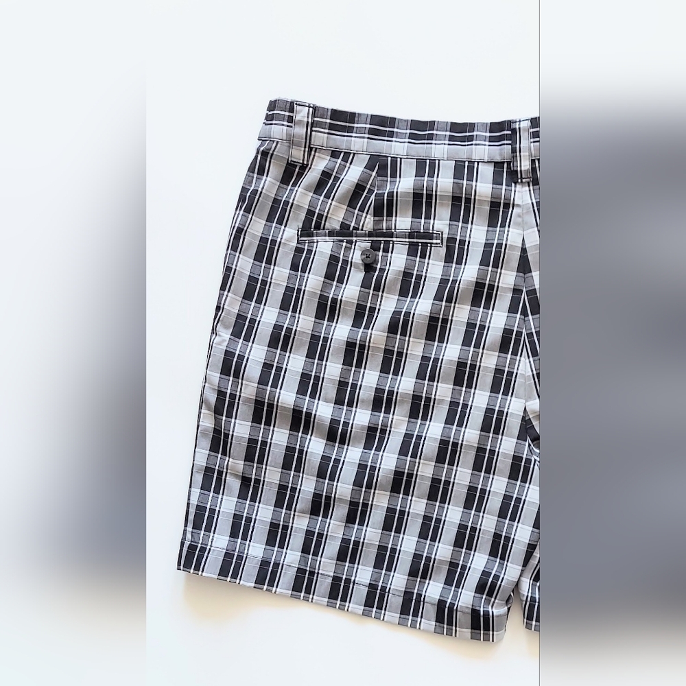Adidas Golf Shorts Mens Size 38 Black White Plaid - Picture 5 of 7